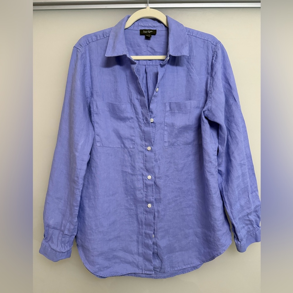 Lord & Taylor boyfriend button down linen shirt